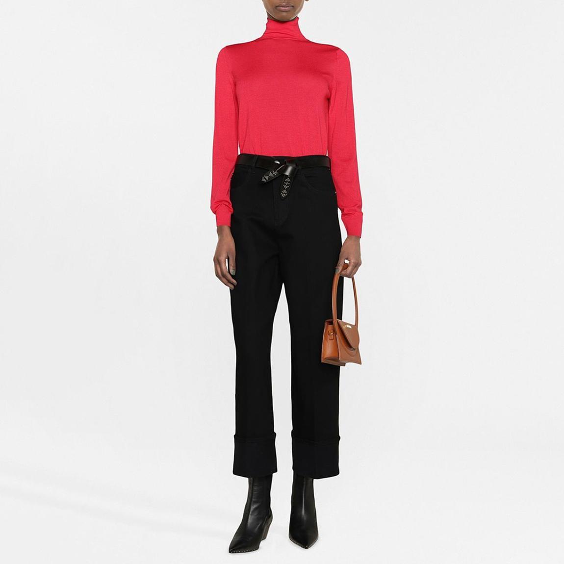 Black Folded Cuff Stretch Jeans main product photo