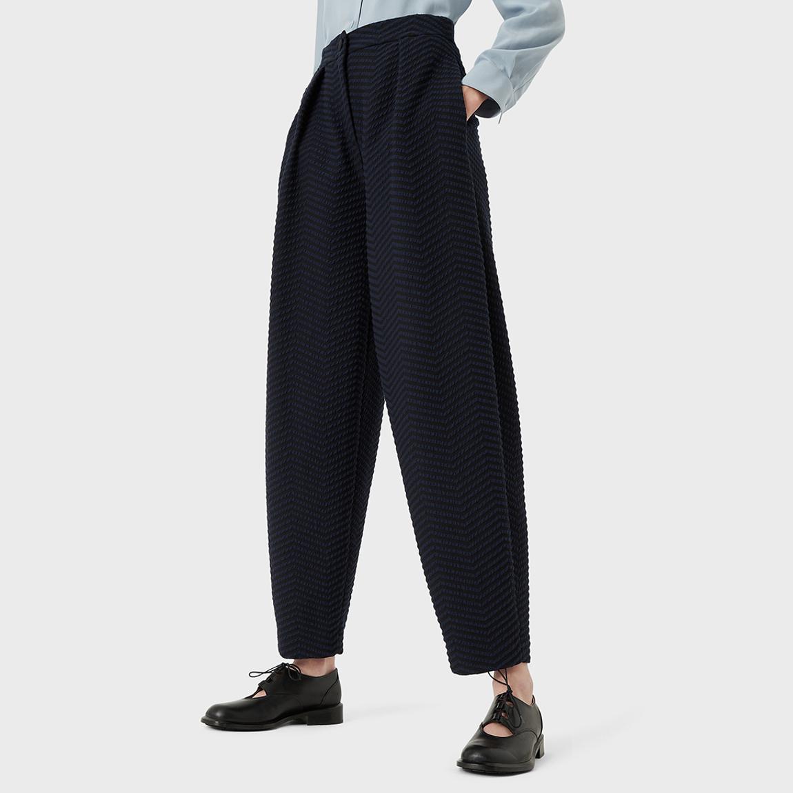 Navy Printed Cotton Blend Trousers main product photo