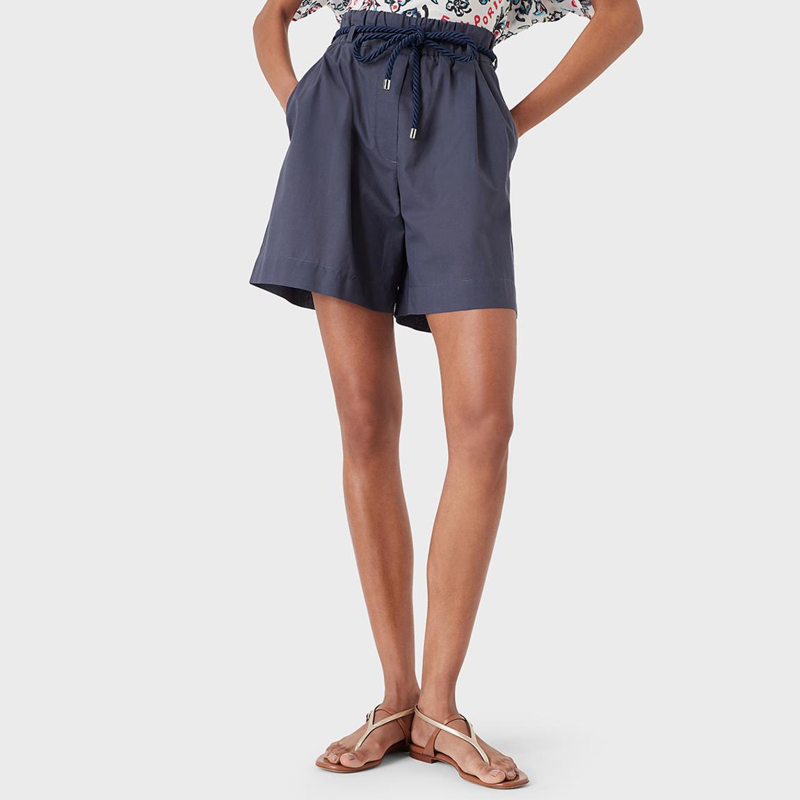 Navy Tie Waist Cotton Shorts main product photo