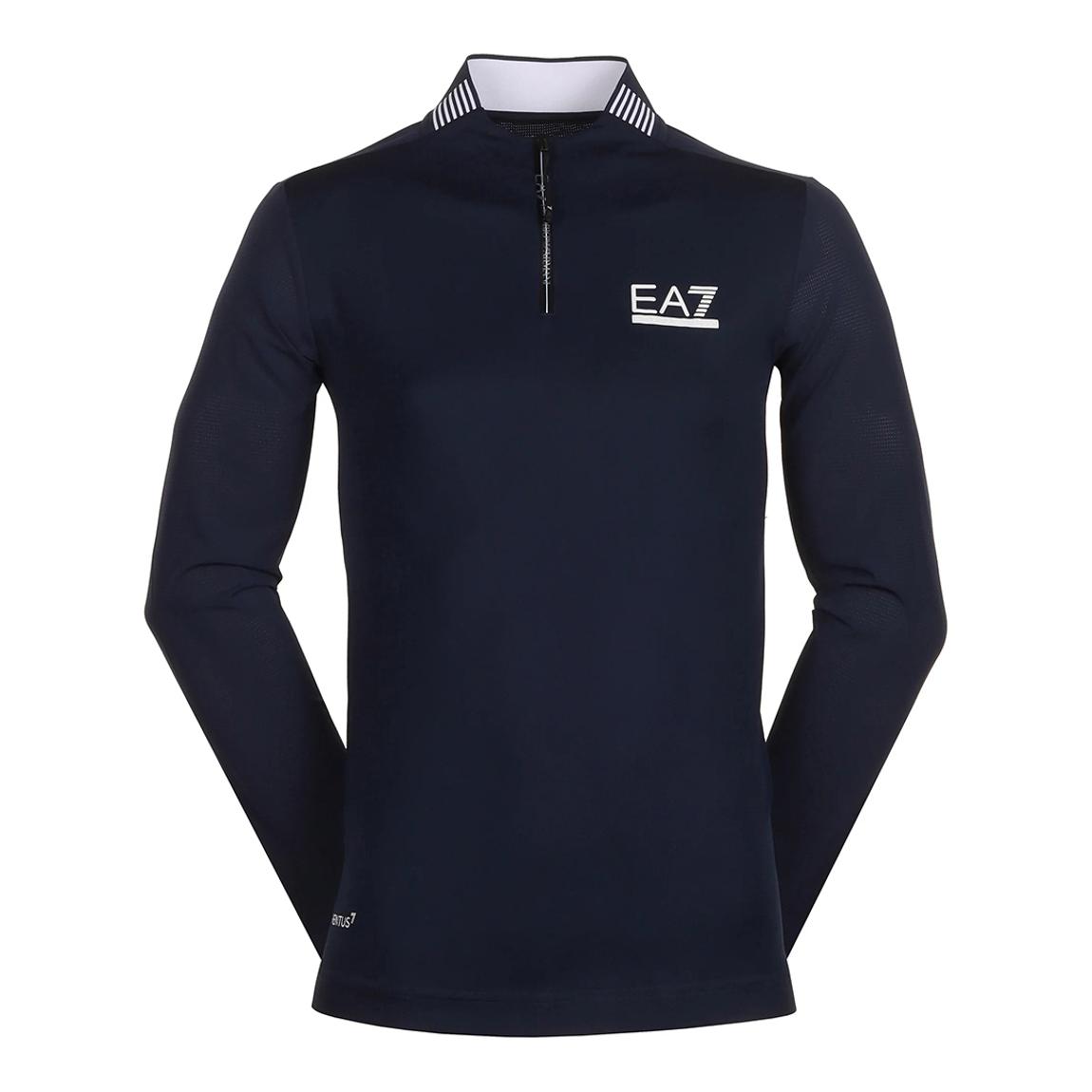Navy Quarter Zip Cotton Blend Top main product photo
