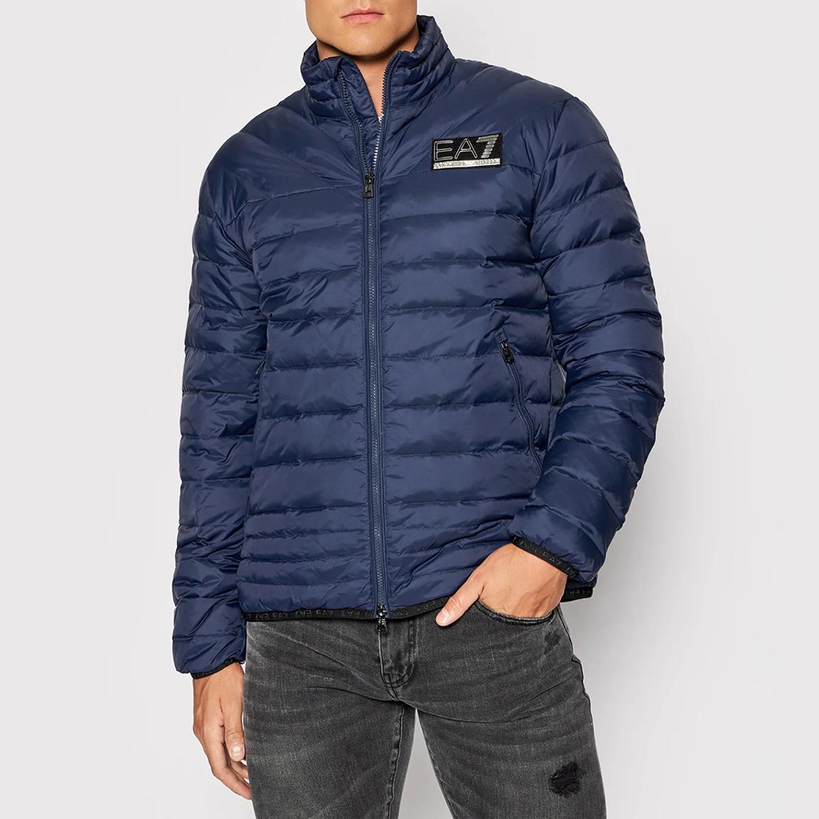 Blue High Neck Quilted Jacket main product photo