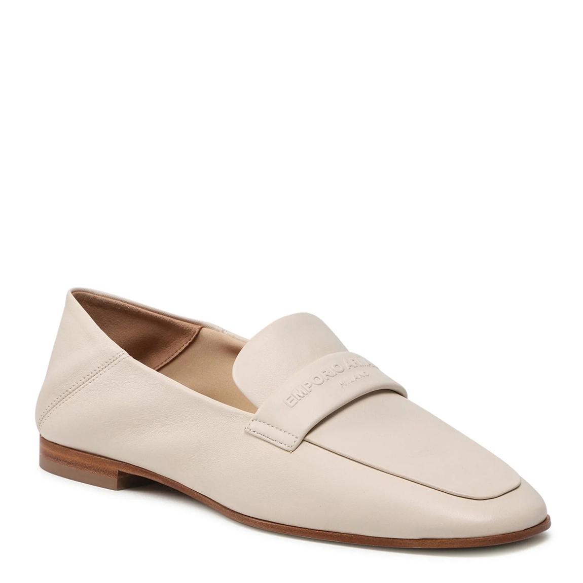 Cream Square Toe Leather Loafers main product photo
