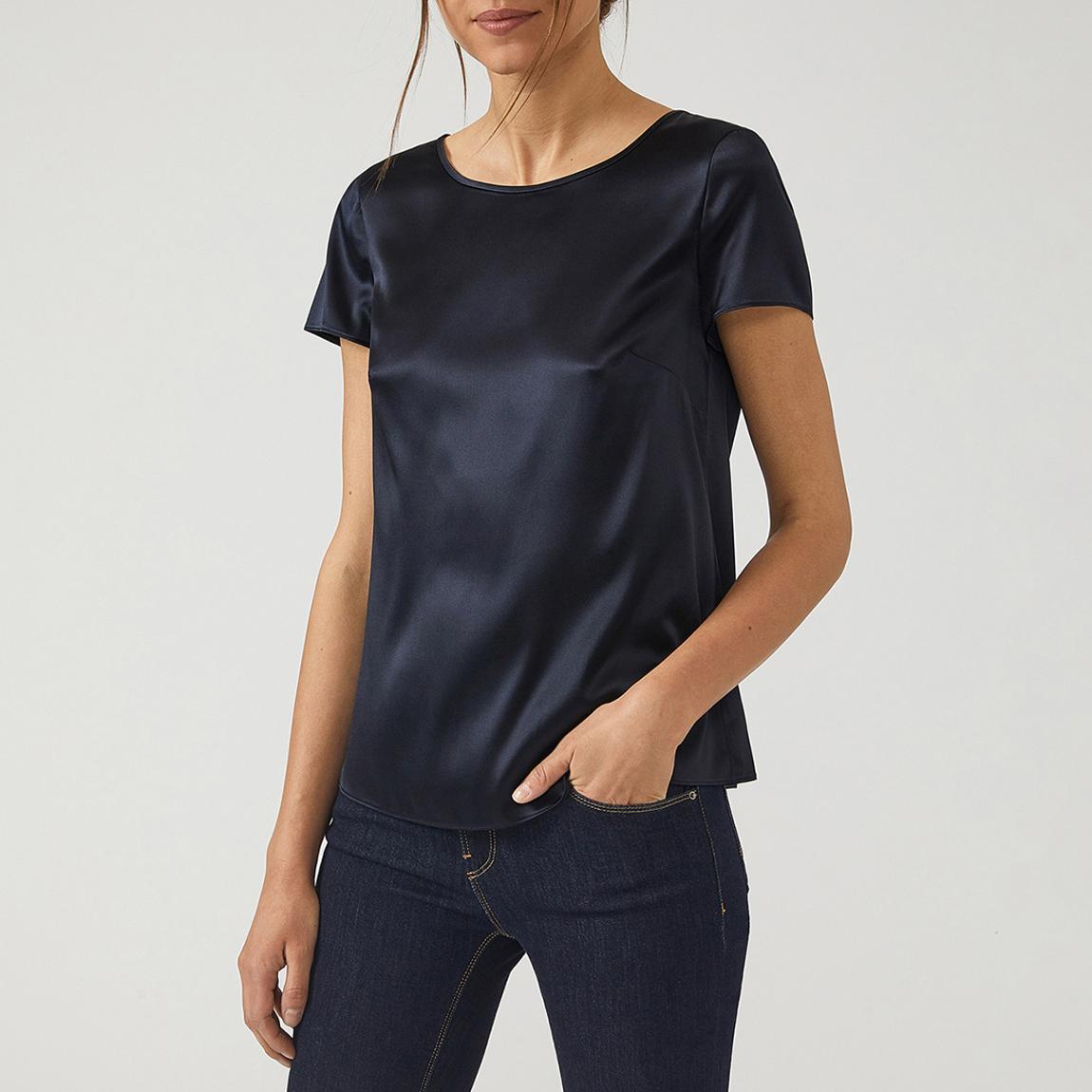 Dark Blue Silk Blend Blouse main product photo