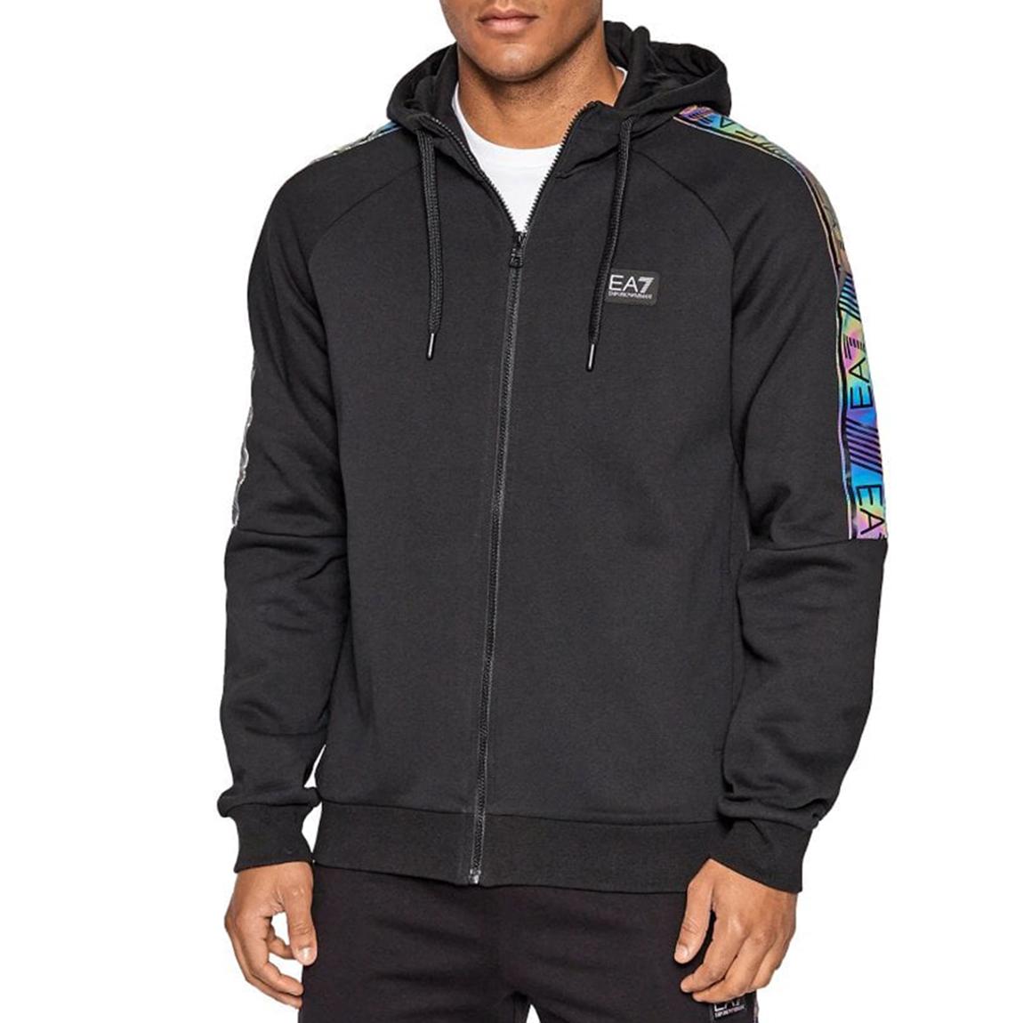 Black Contrast Branded Trim Cotton Hoodie main product photo