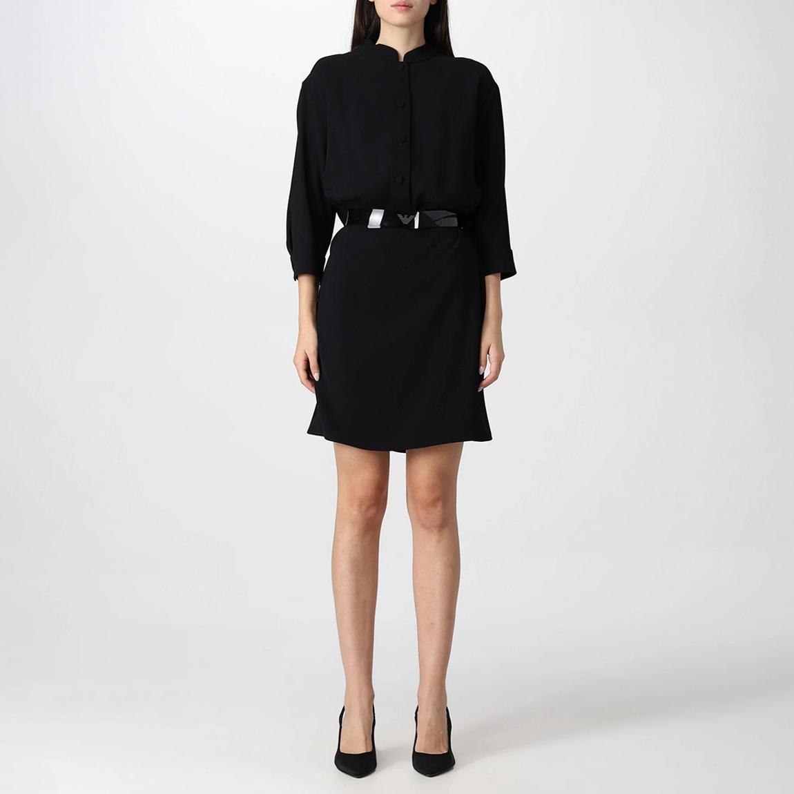 Black Button Down Flared Mini Dress main product photo