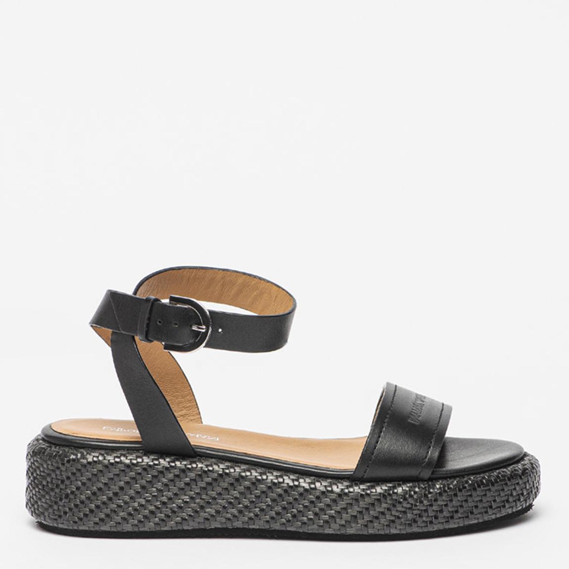 Black Platform Leather Sandals main product photo