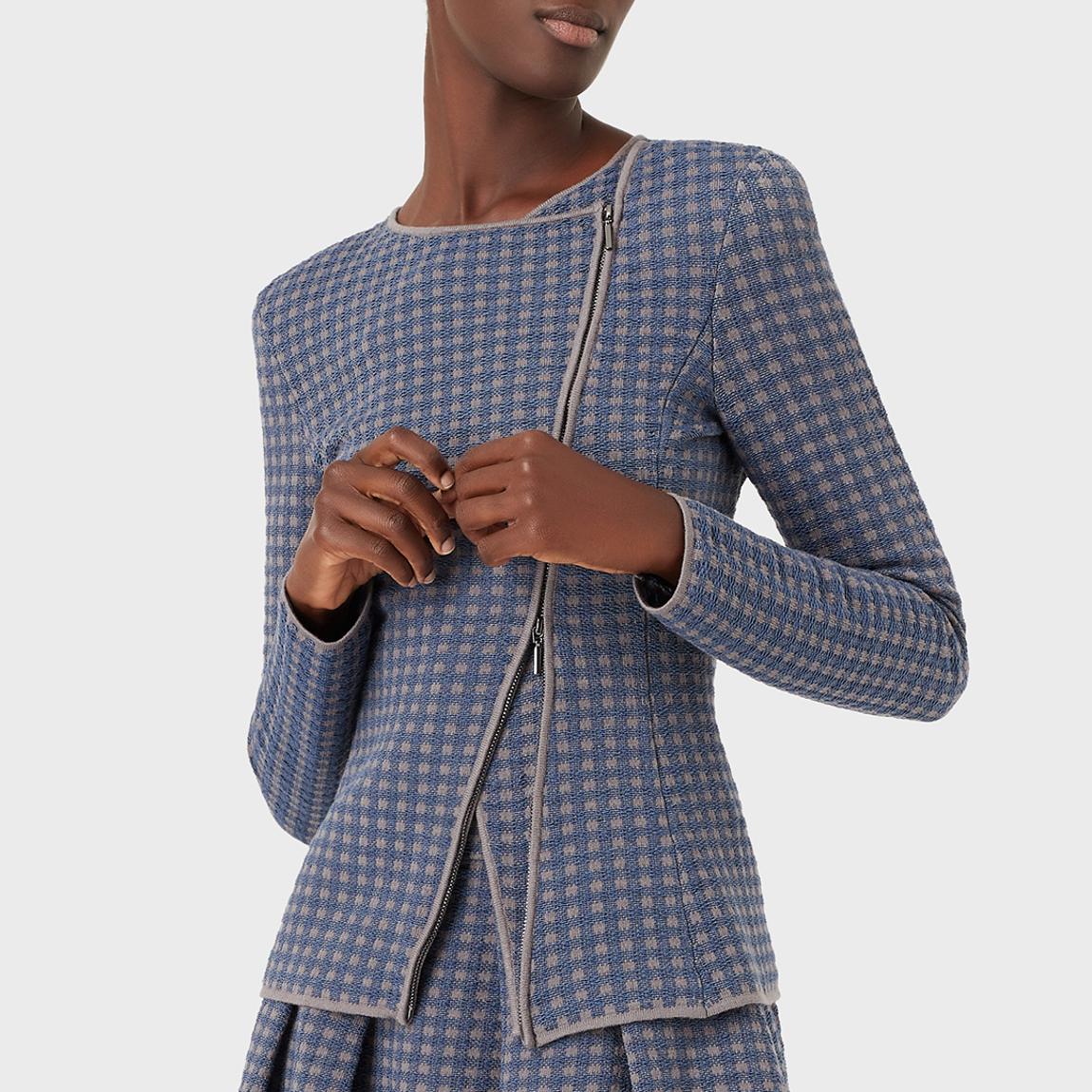 Blue Zip Cotton Blend Jacket main product photo