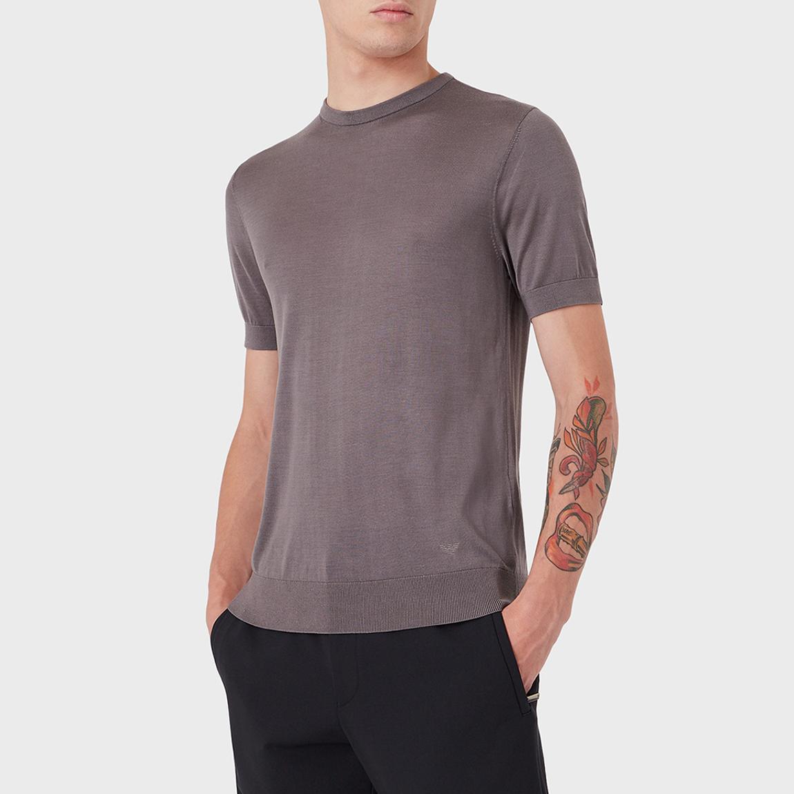 Grey Crew Neck Silk Blend Top main product photo