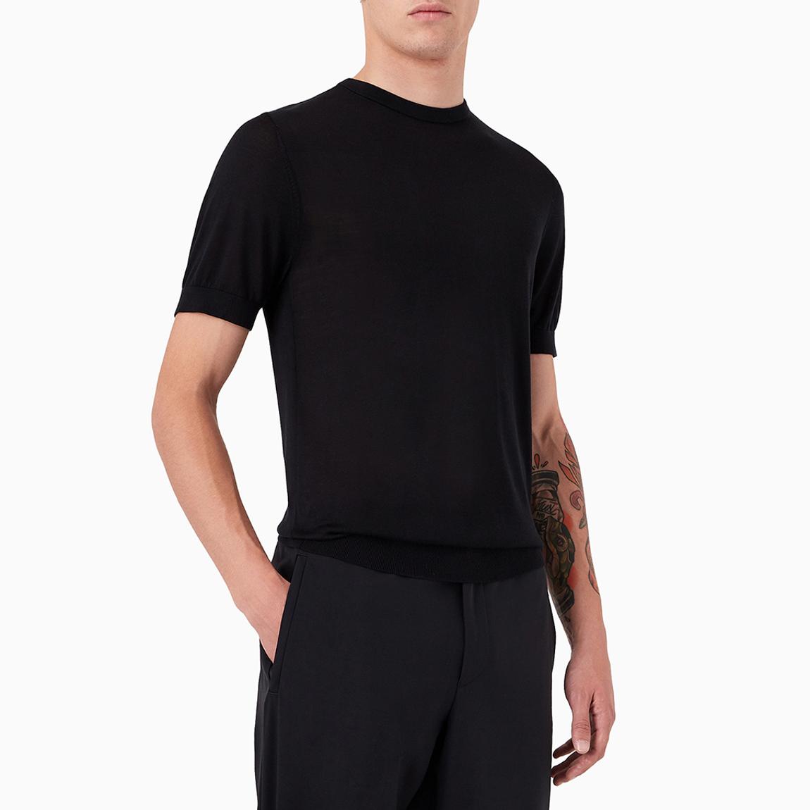 Black Crew Neck Silk Blend Top main product photo