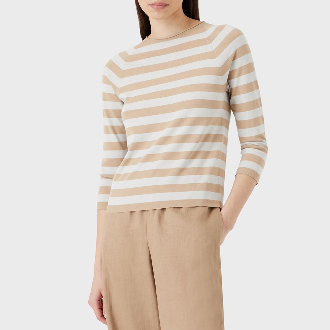 Beige Stripe 3/4 Sleeves Top main product photo