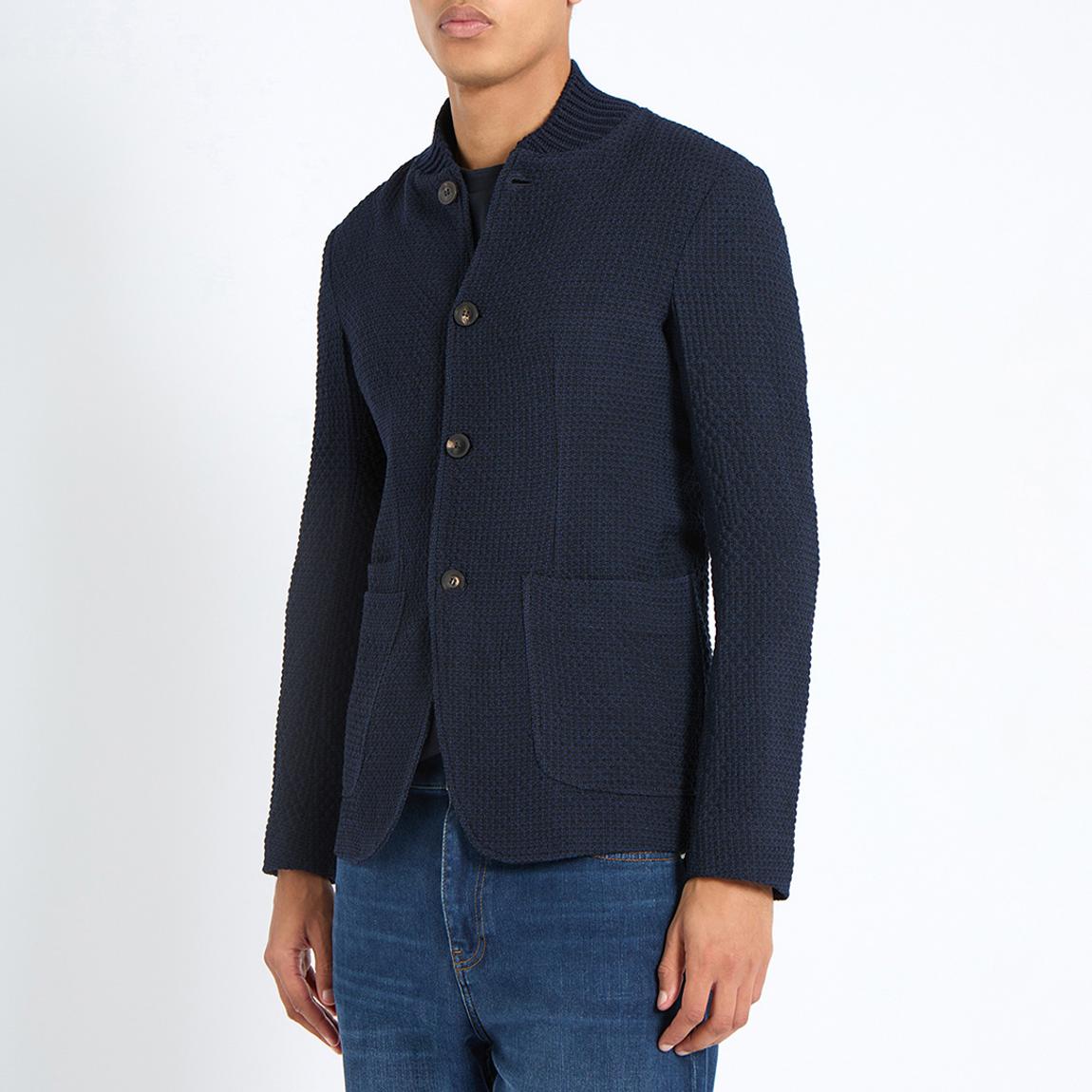 Navy Textured Wool Blend Jacket main product photo