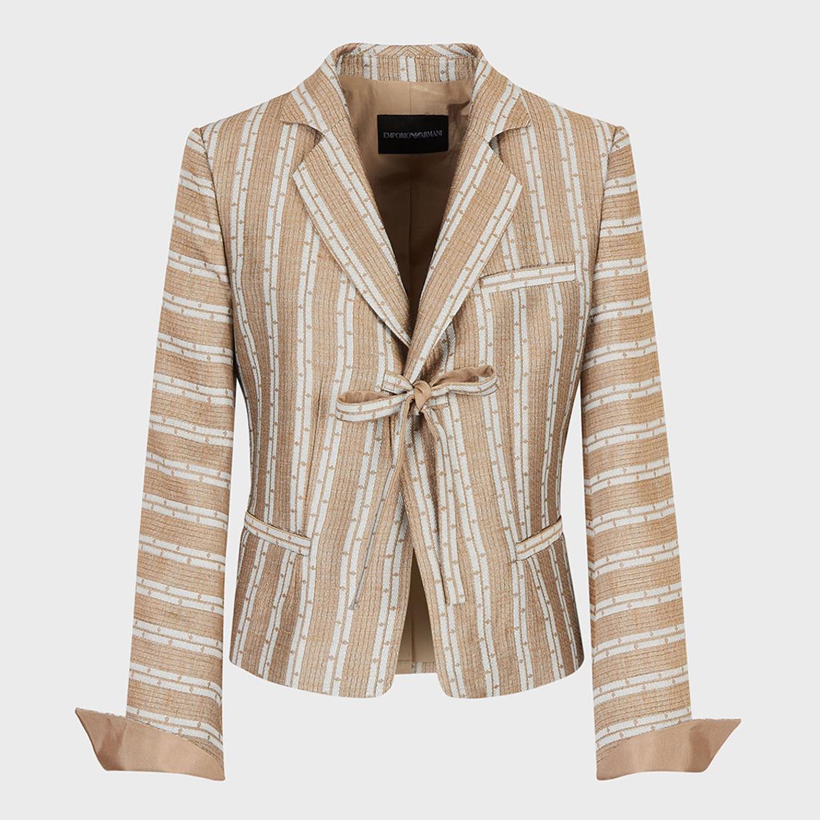 Emporio Armani Camel Print Silk Blend Tie Waist Blazer BrandAlley