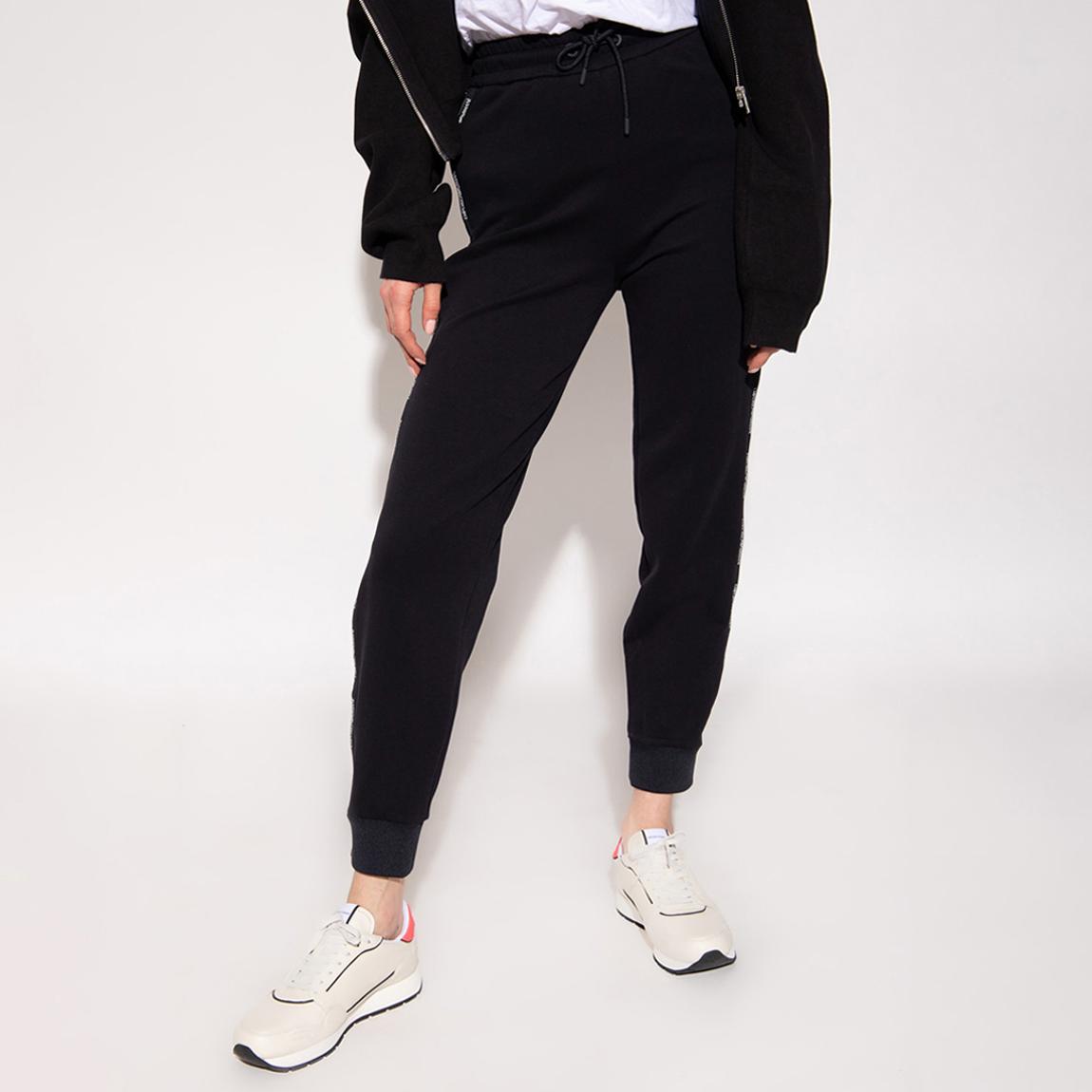 Black Drawstring Cotton Blend Tracksuit Bottoms main product photo
