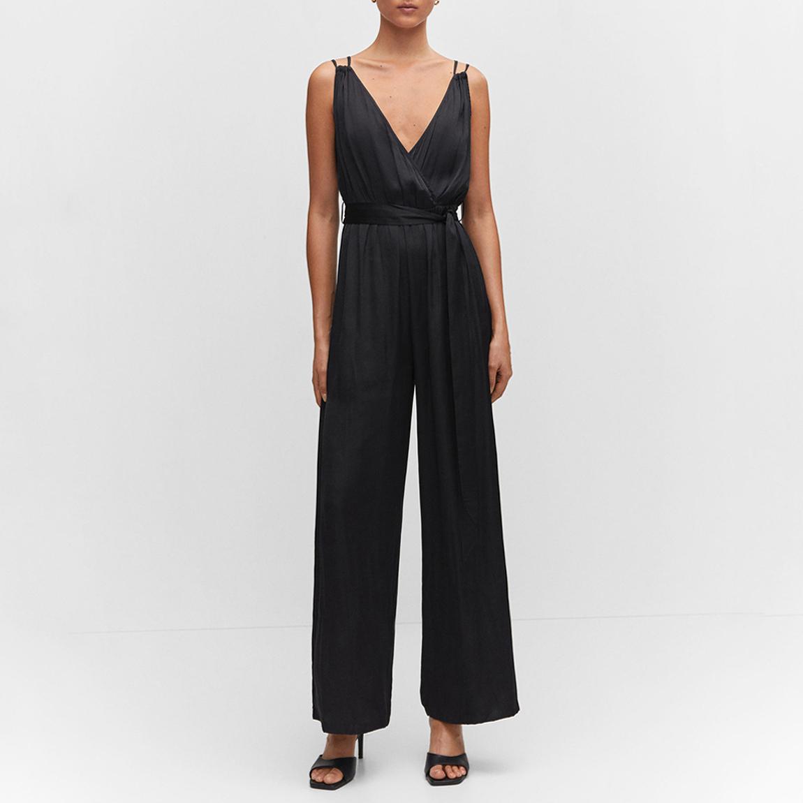 Black Satin Pleated Jumpsuit main product photo