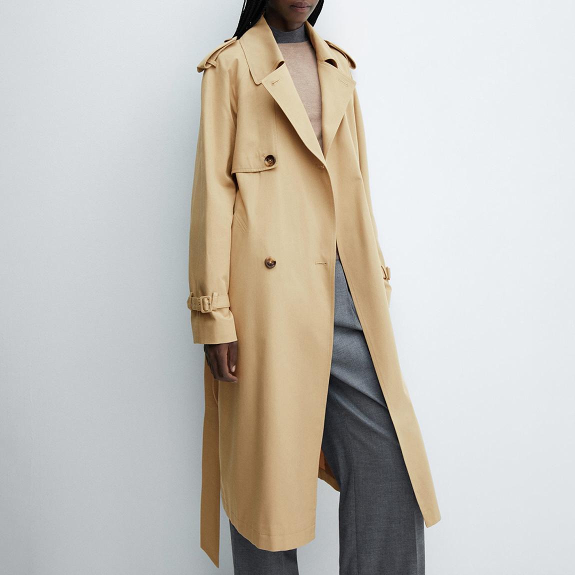 Brown Belt Flowy Trench Coat main product photo