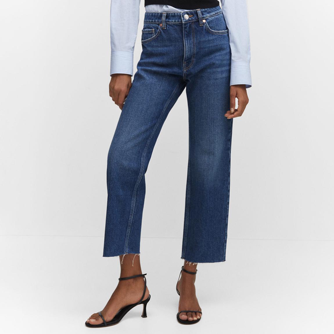 Blue Straight-Fit Cropped Jeans main product photo