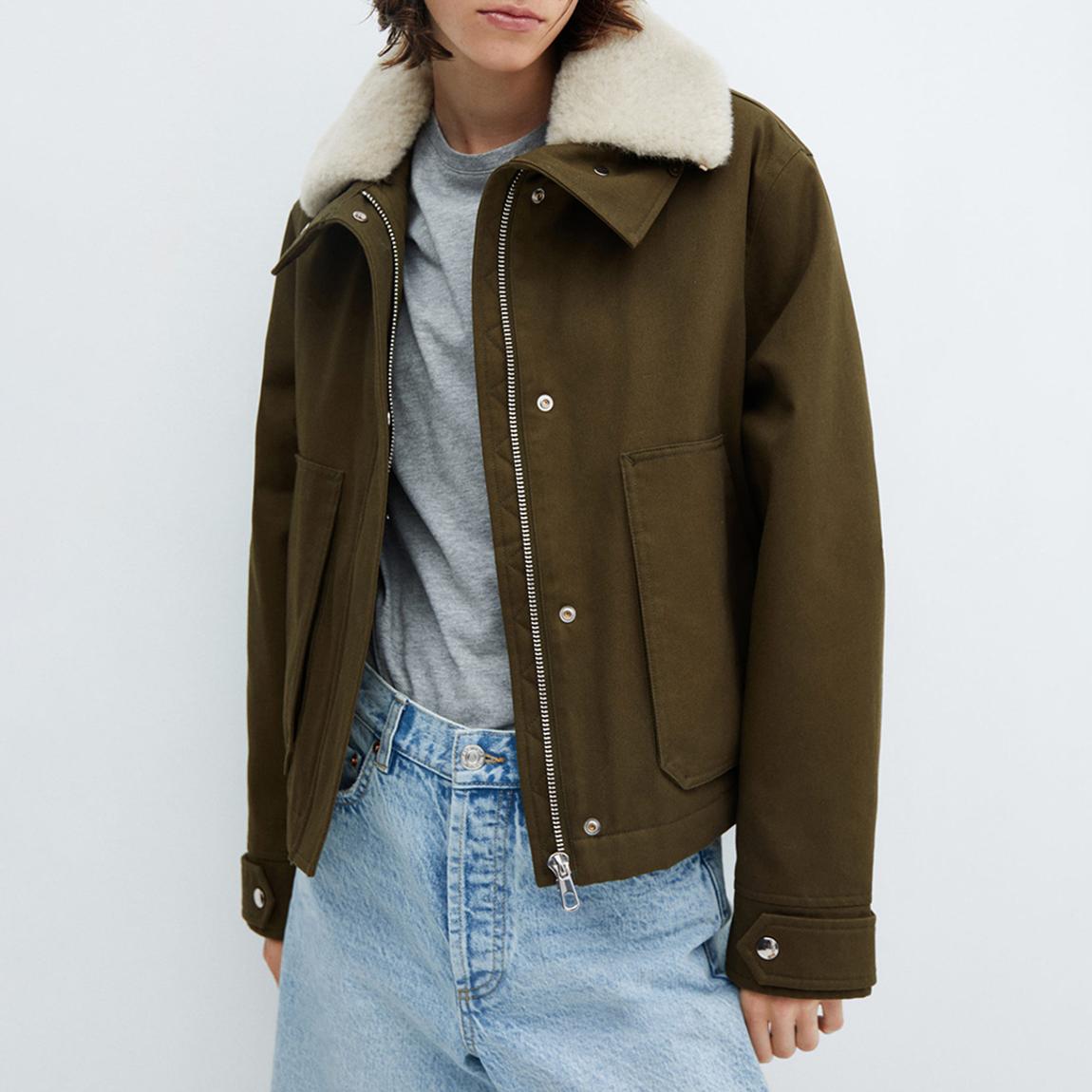 Green Detachable Collar Parka Jacket main product photo