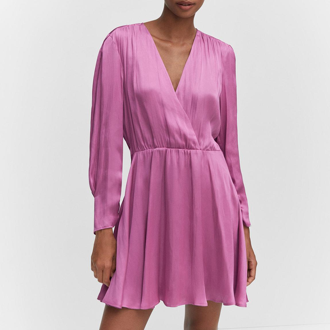 Pink Wrapped Satin Dress main product photo