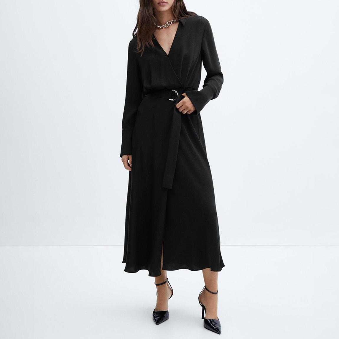 Black Buckle Flowy Dress main product photo