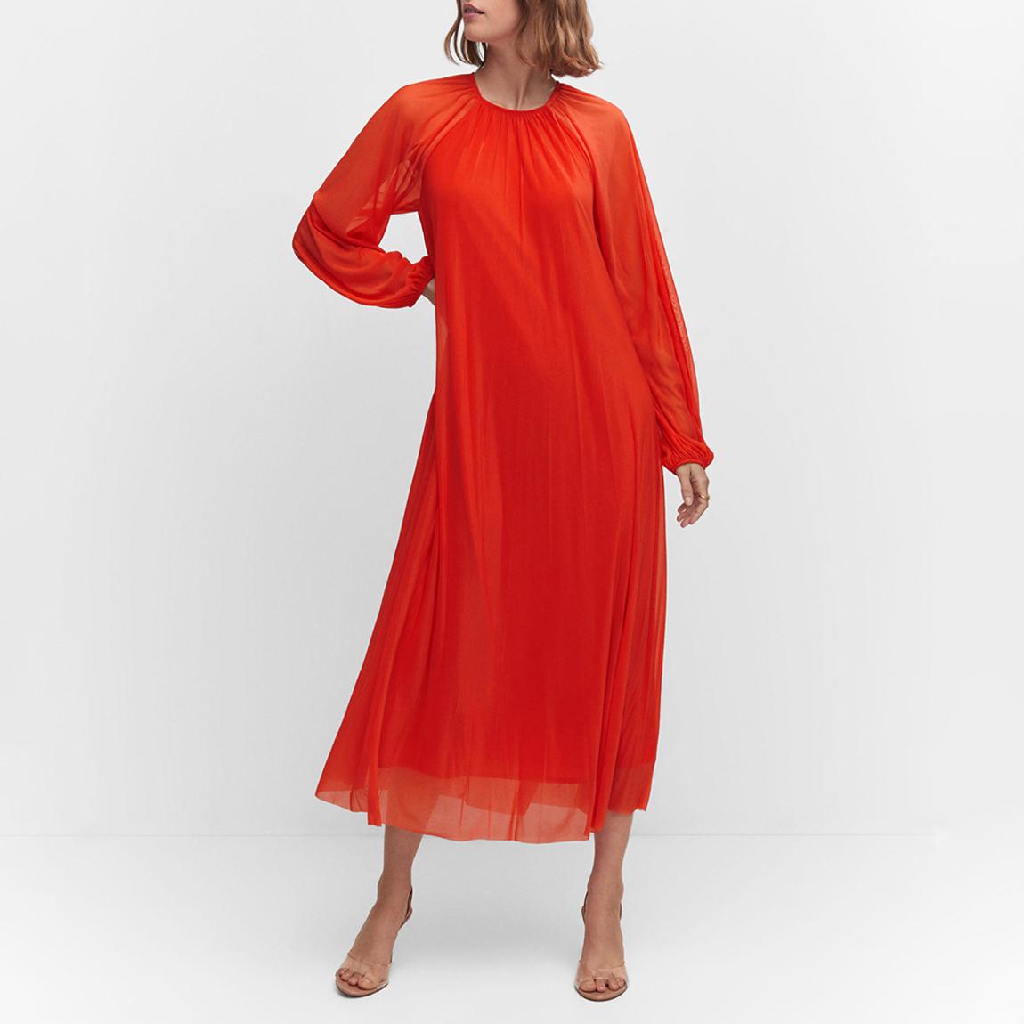Red Puffed Sleeves Dress main product photo