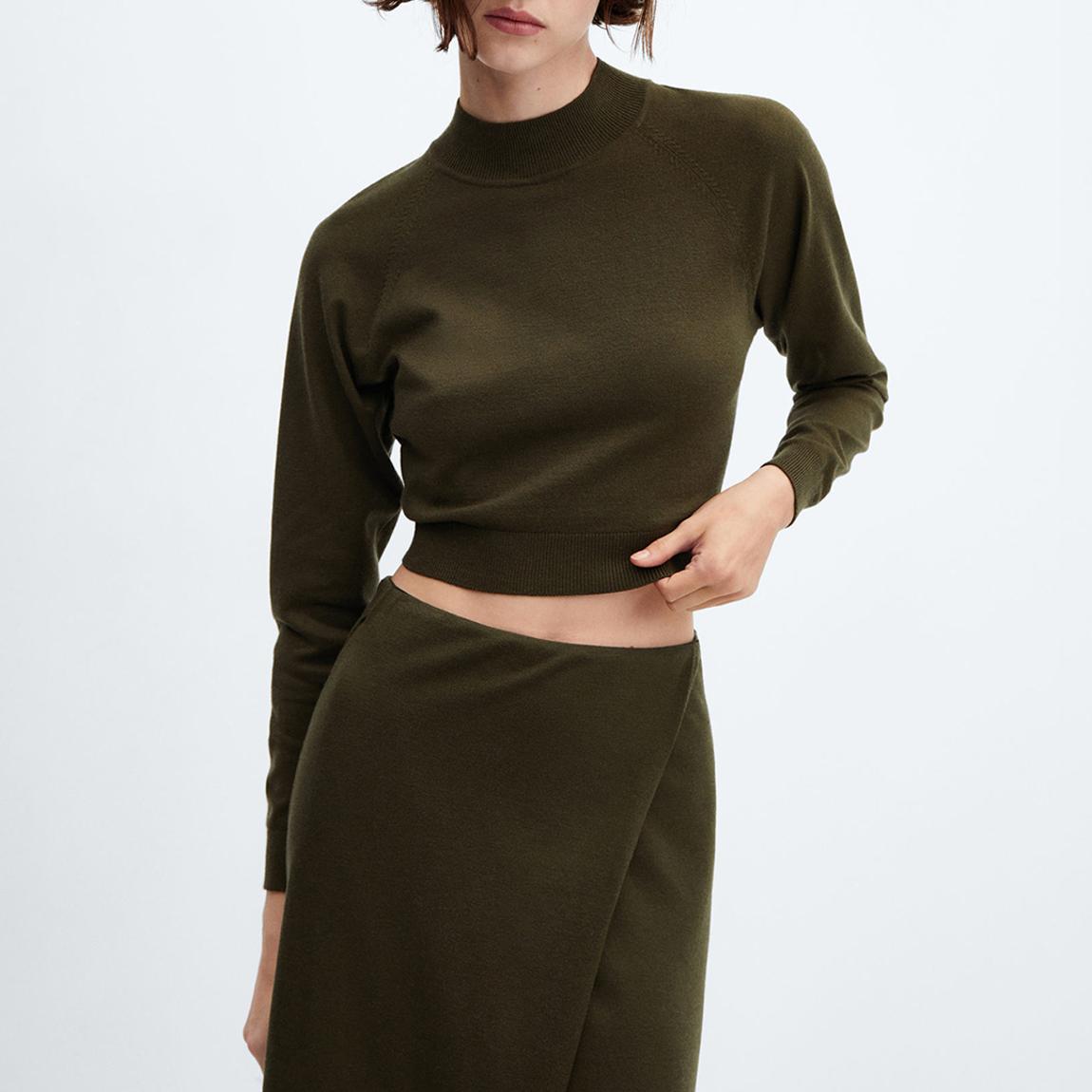 Khaki High Neck Crop Jumper main product photo