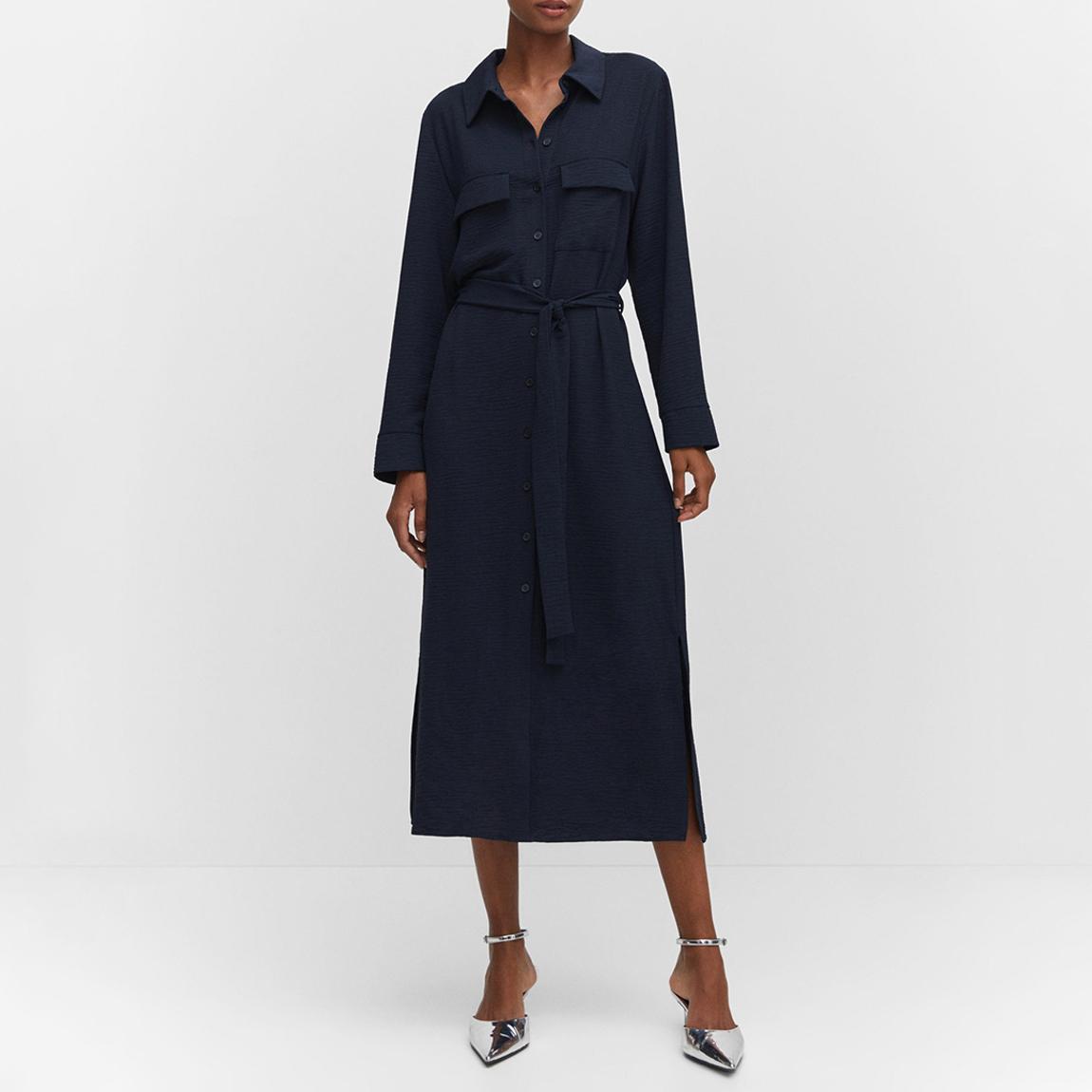 Navy Bow Shirt Dress main product photo