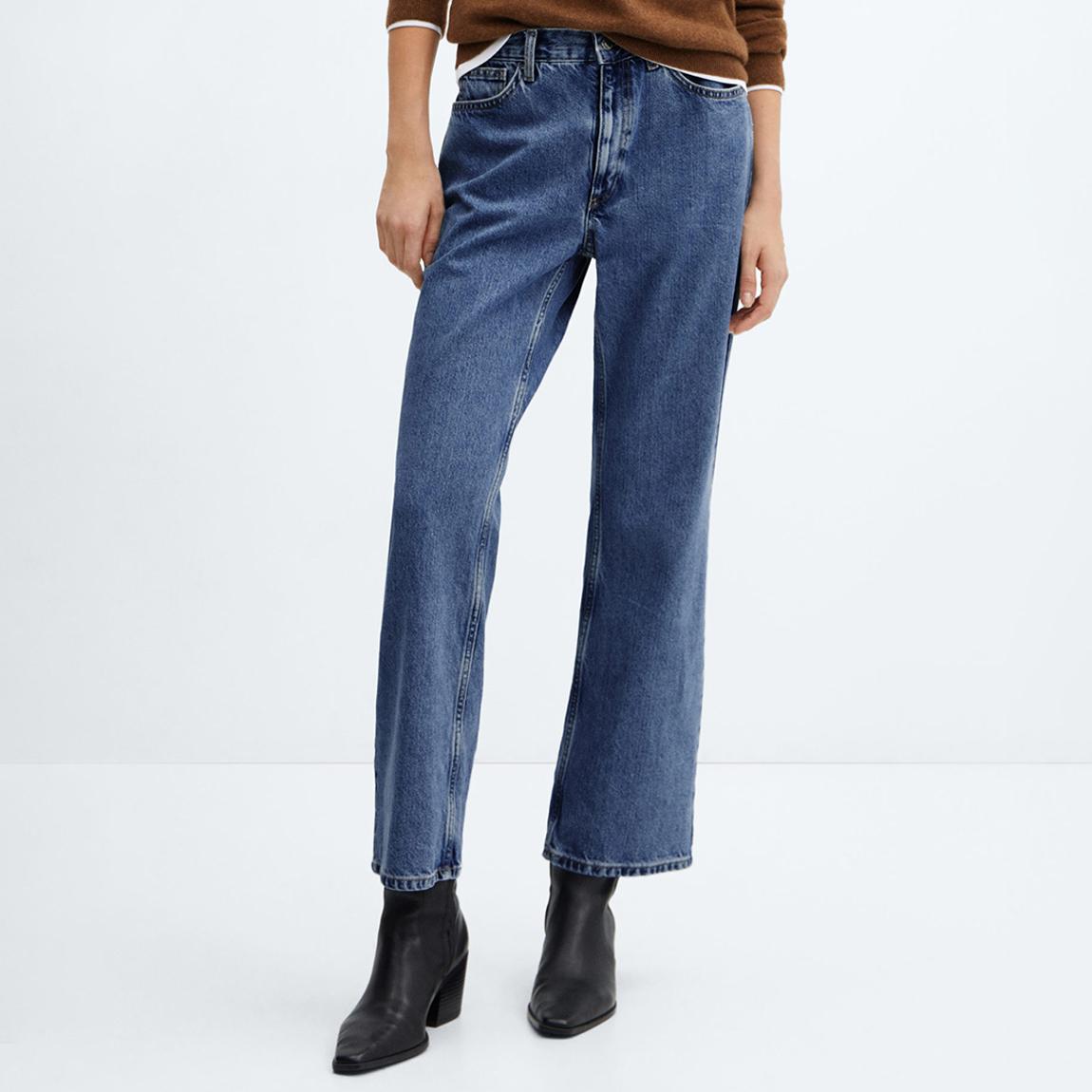 Blue Mid-Rise Straight Jeans main product photo
