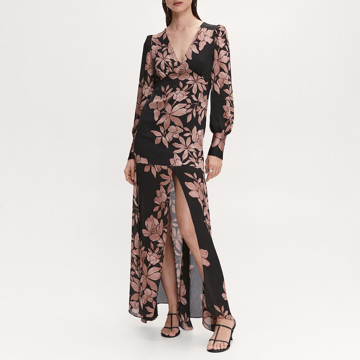Black Floral Chiffon Dress main product photo