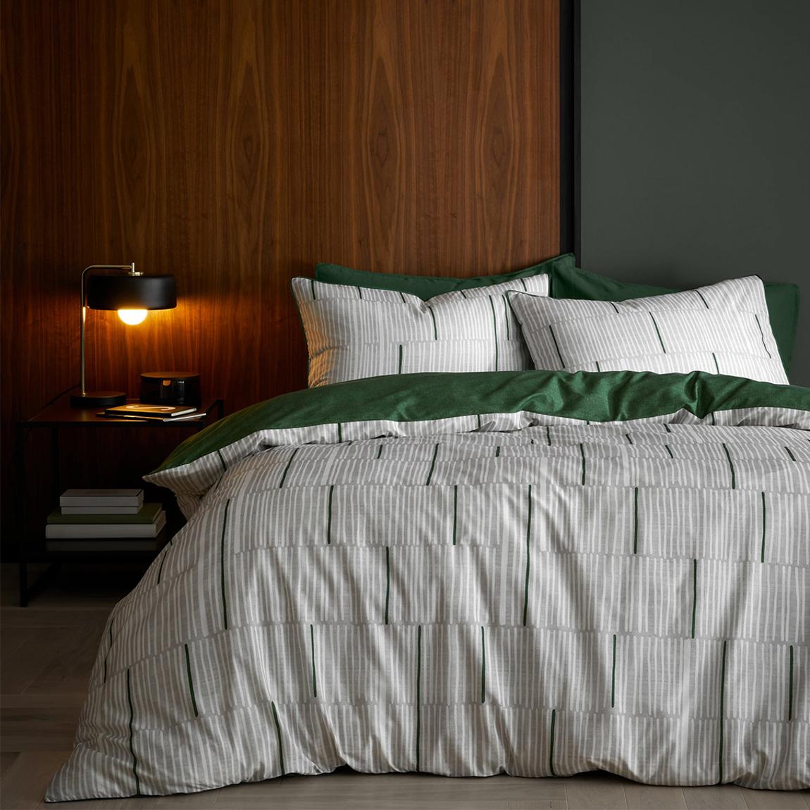 Camden Stripe Double Duvet Set, Green main product photo