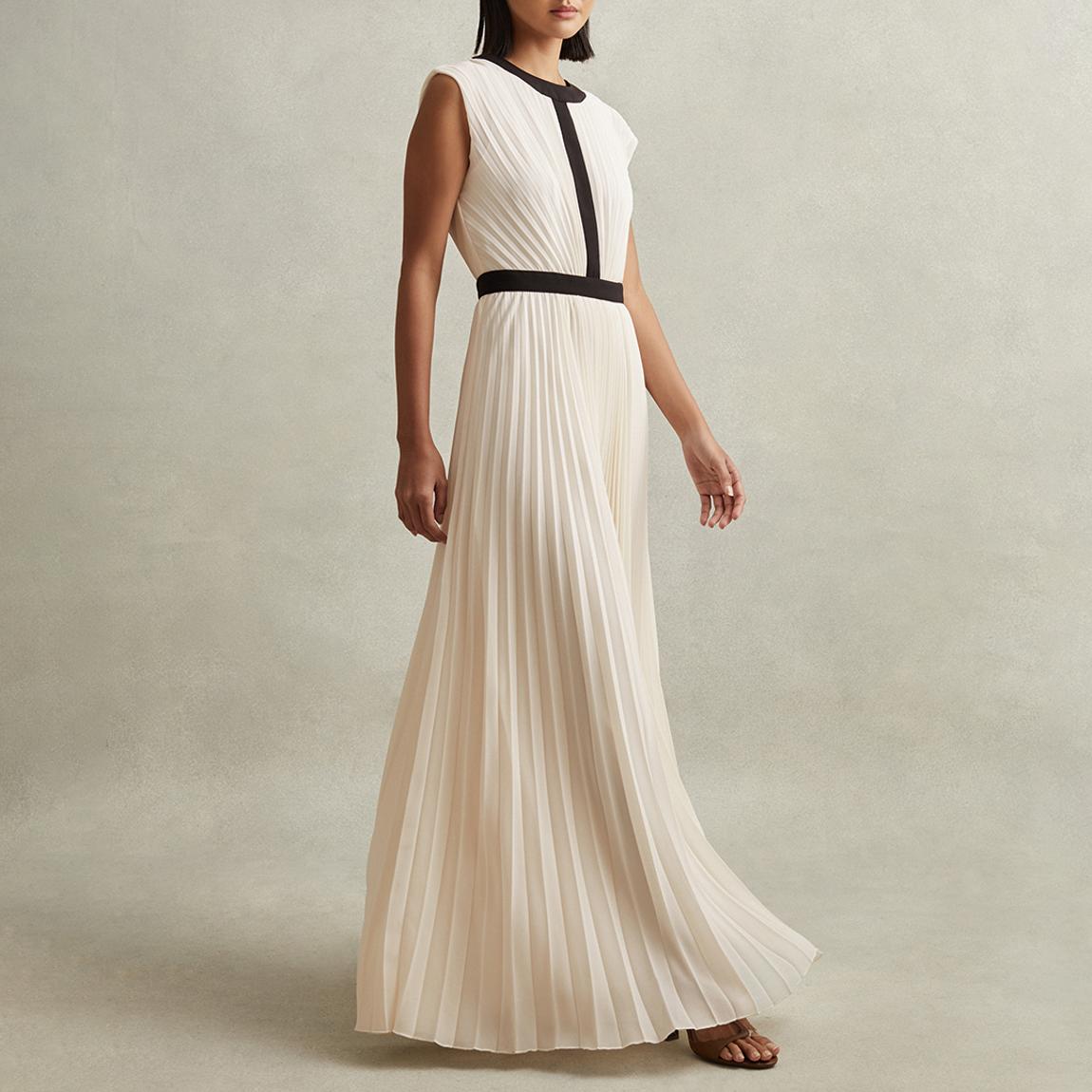 White Harley Pleated Maxi Dress main product photo