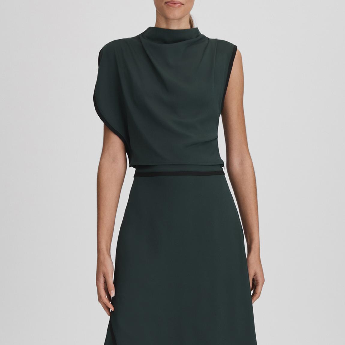 Green Sara Drape Detail Crop Top main product photo