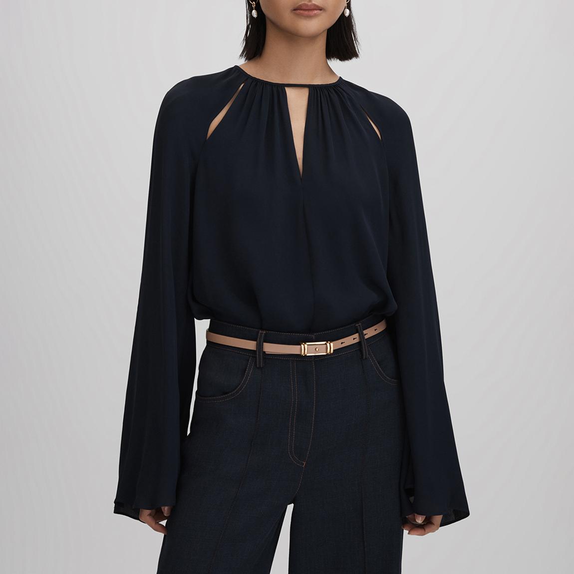 Navy Gracie Cut Out Detail Blouse main product photo