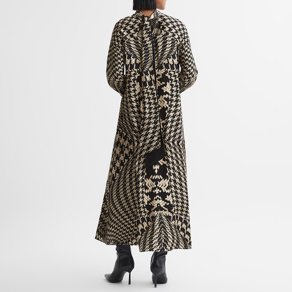 Reiss Black Print Kate Petite Midi Dress BrandAlley