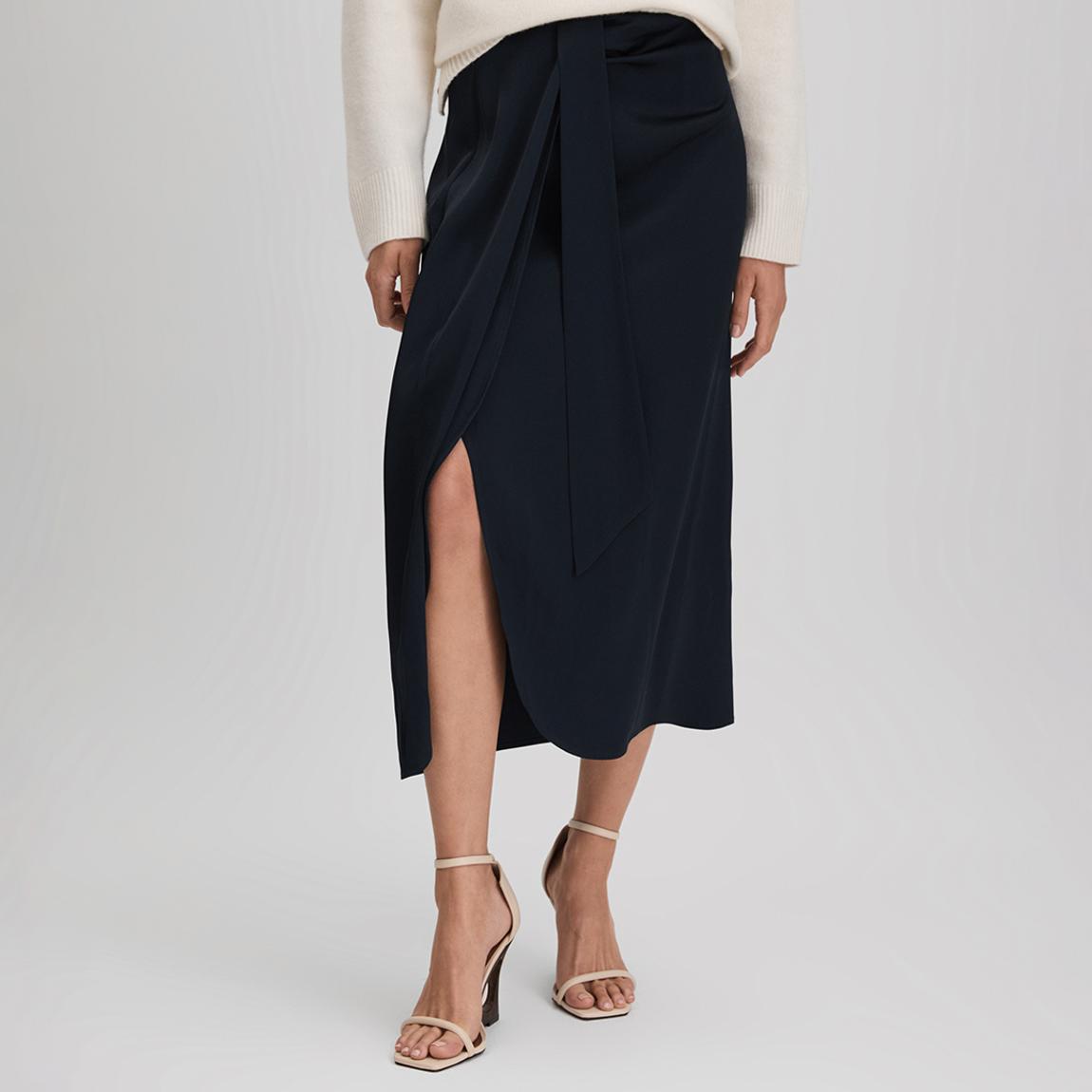Navy Bella Wrap Slip Skirt main product photo