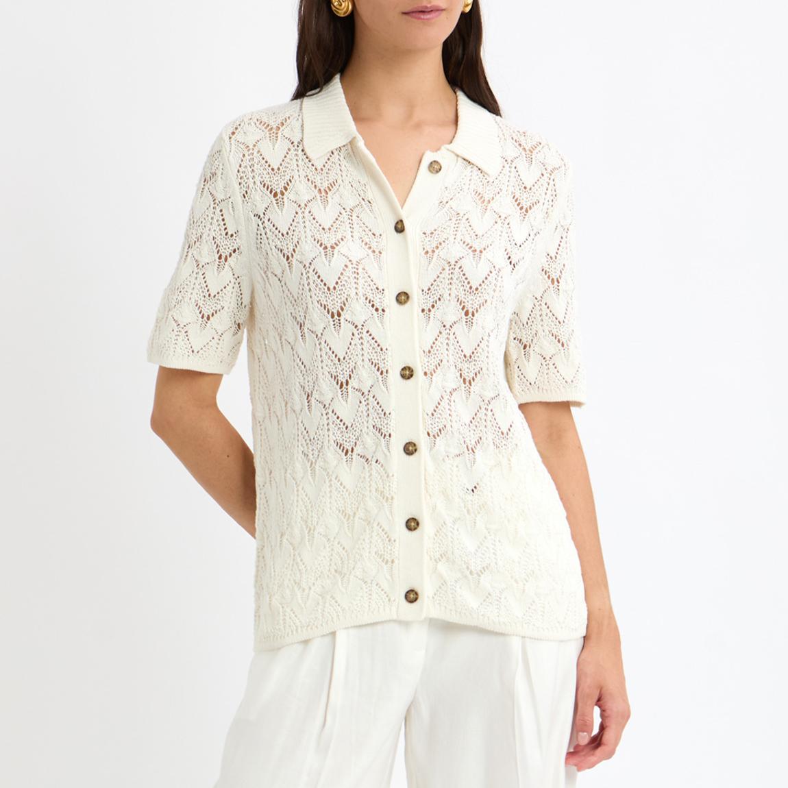 Ivory Savannah Crochet Shirt main product photo