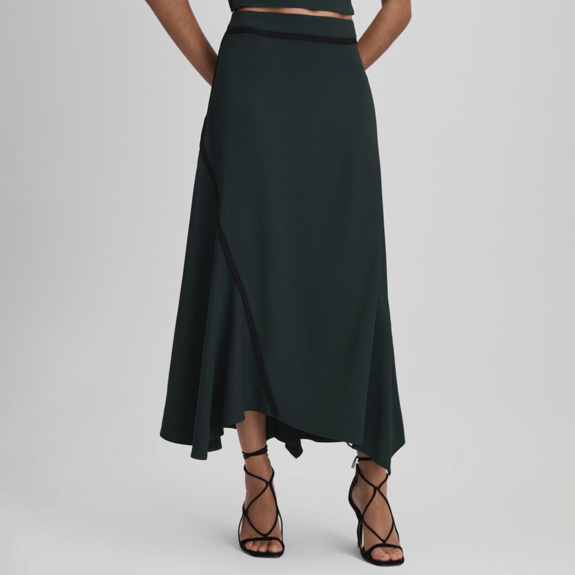 Green Sara Tipped Detail Midi Skirt main product photo
