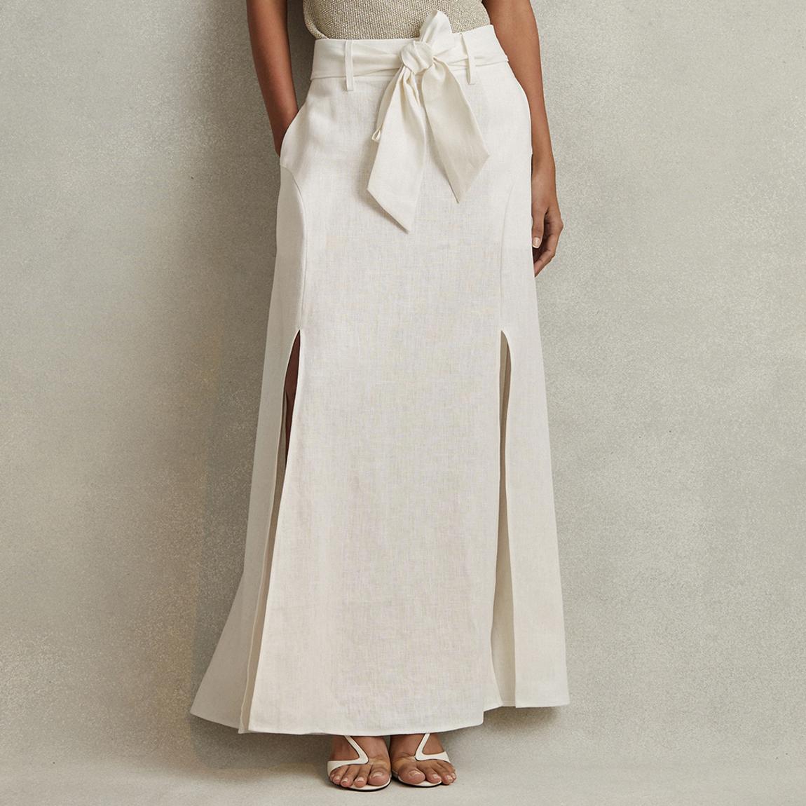 White Abigail A Line Midi Skirt main product photo