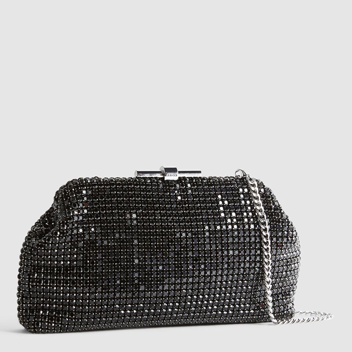 Black Adaline Crystal Clutch Bag main product photo