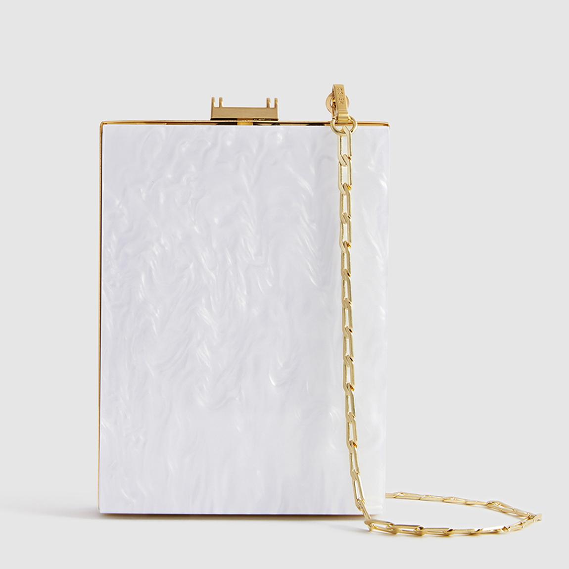 White Gigi Acetate Clutch Bag main product photo
