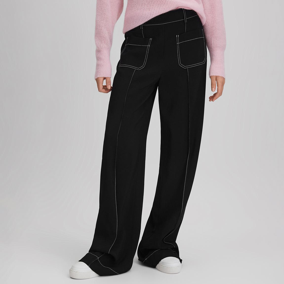 Black Kylie Contrast Stitch Trousers main product photo
