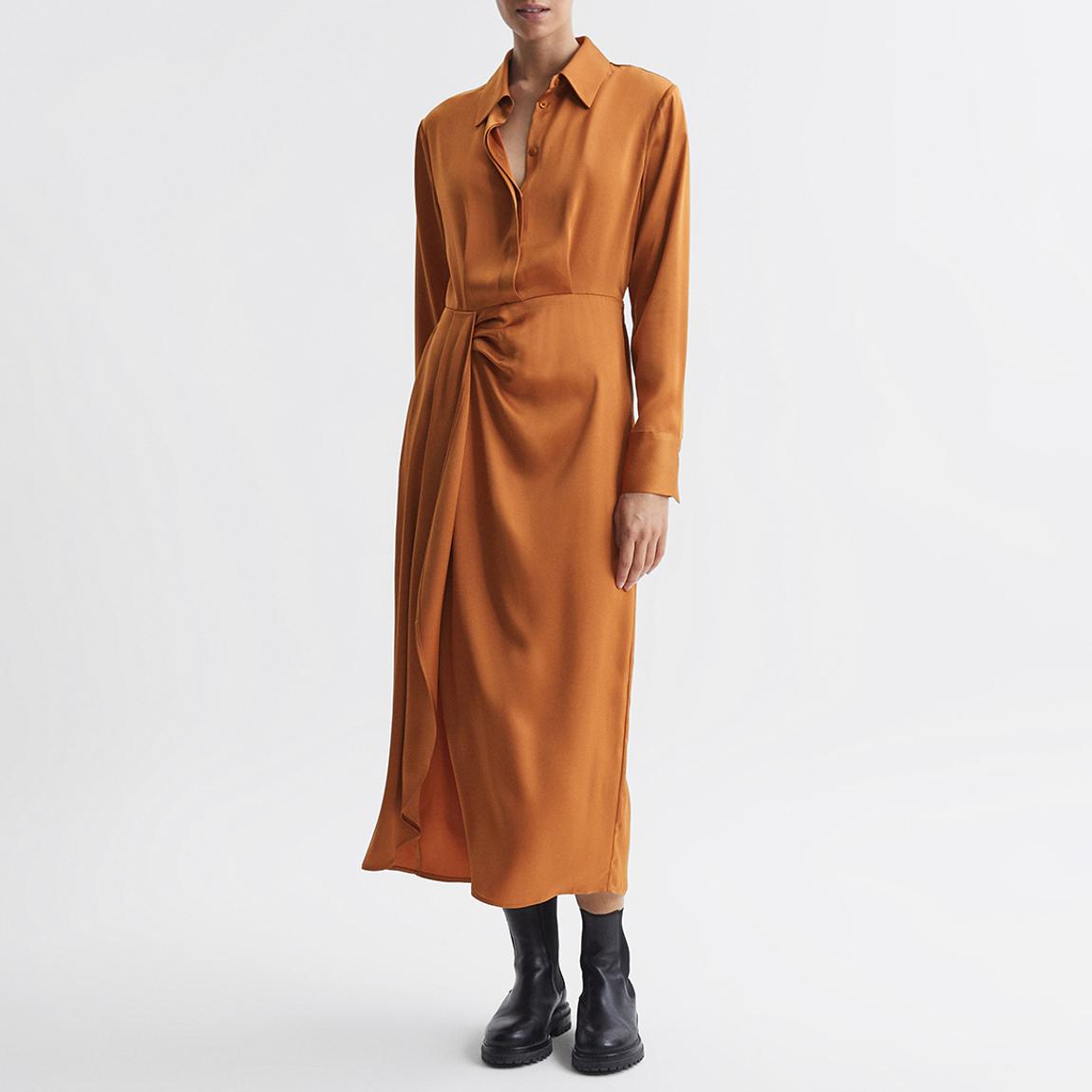 Orange Arabella Shirt Midi Dress main product photo