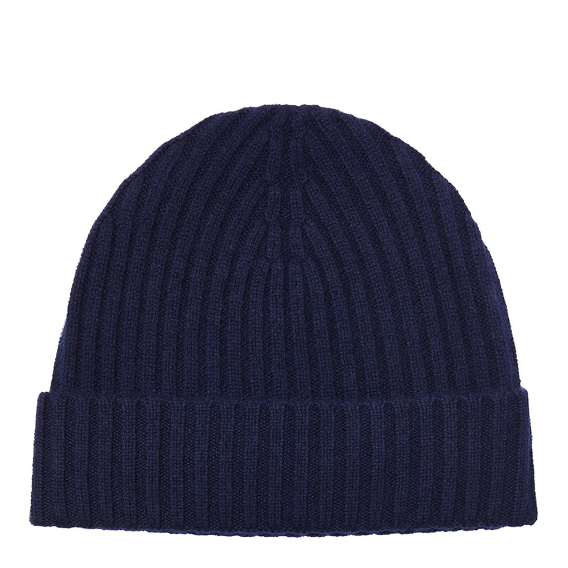 Navy Ribbed Cashmere Beanie main product photo