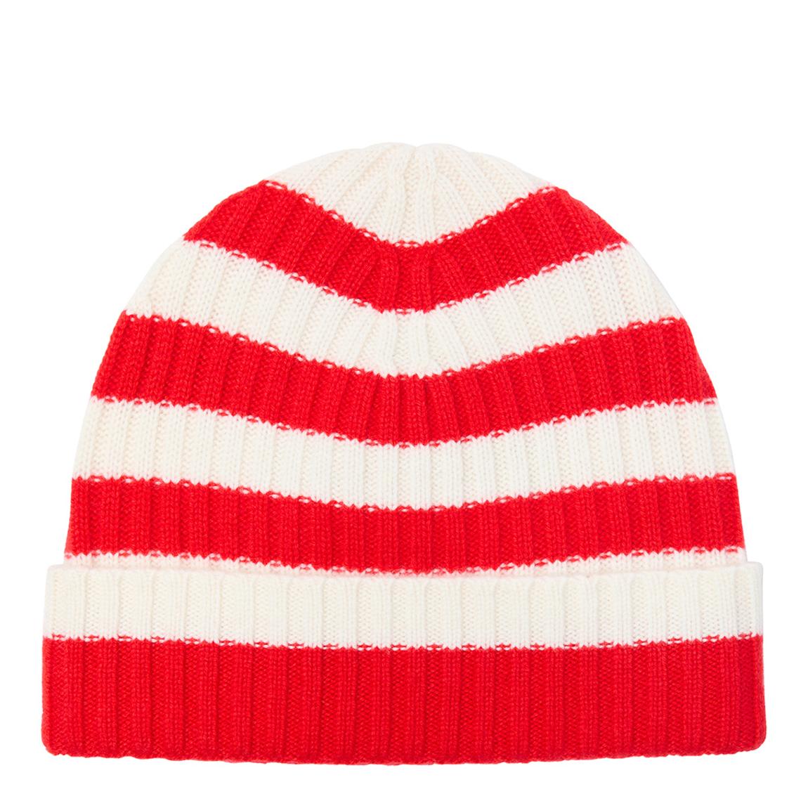 Red/Cream Striped Cashmere Beanie main product photo