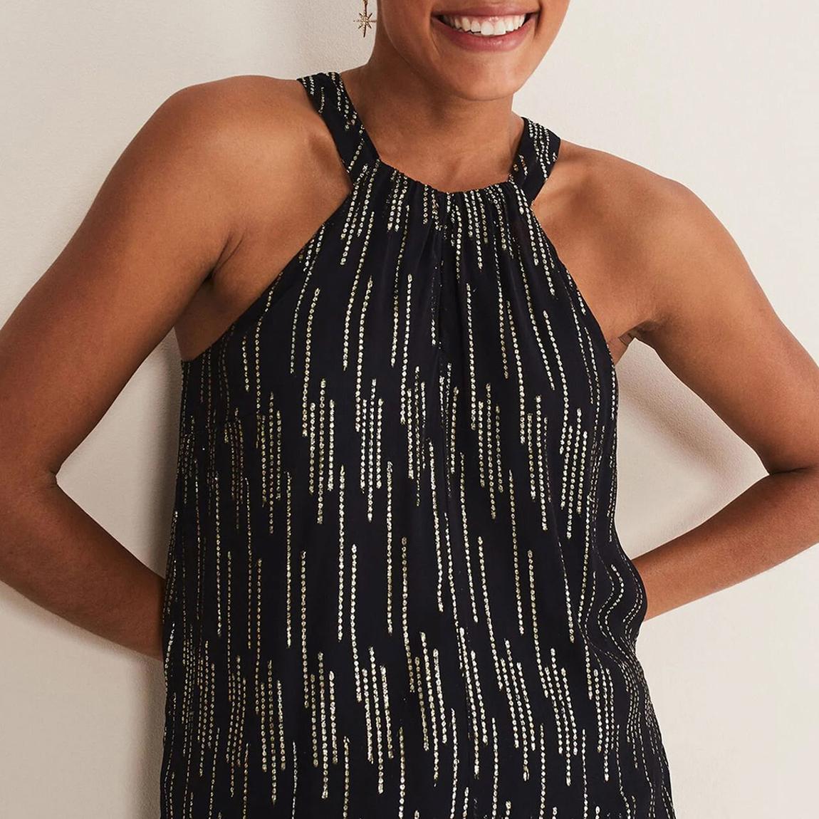 Black Printed Eula Halterneck Top main product photo
