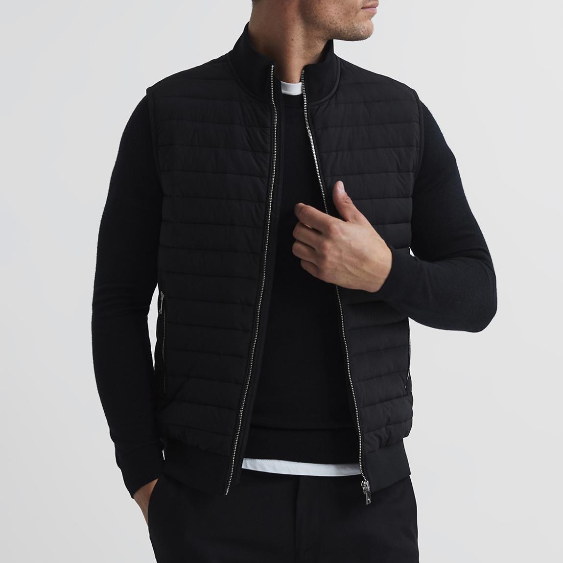 Black Pluto Quilted Cotton Blend Gilet main product photo