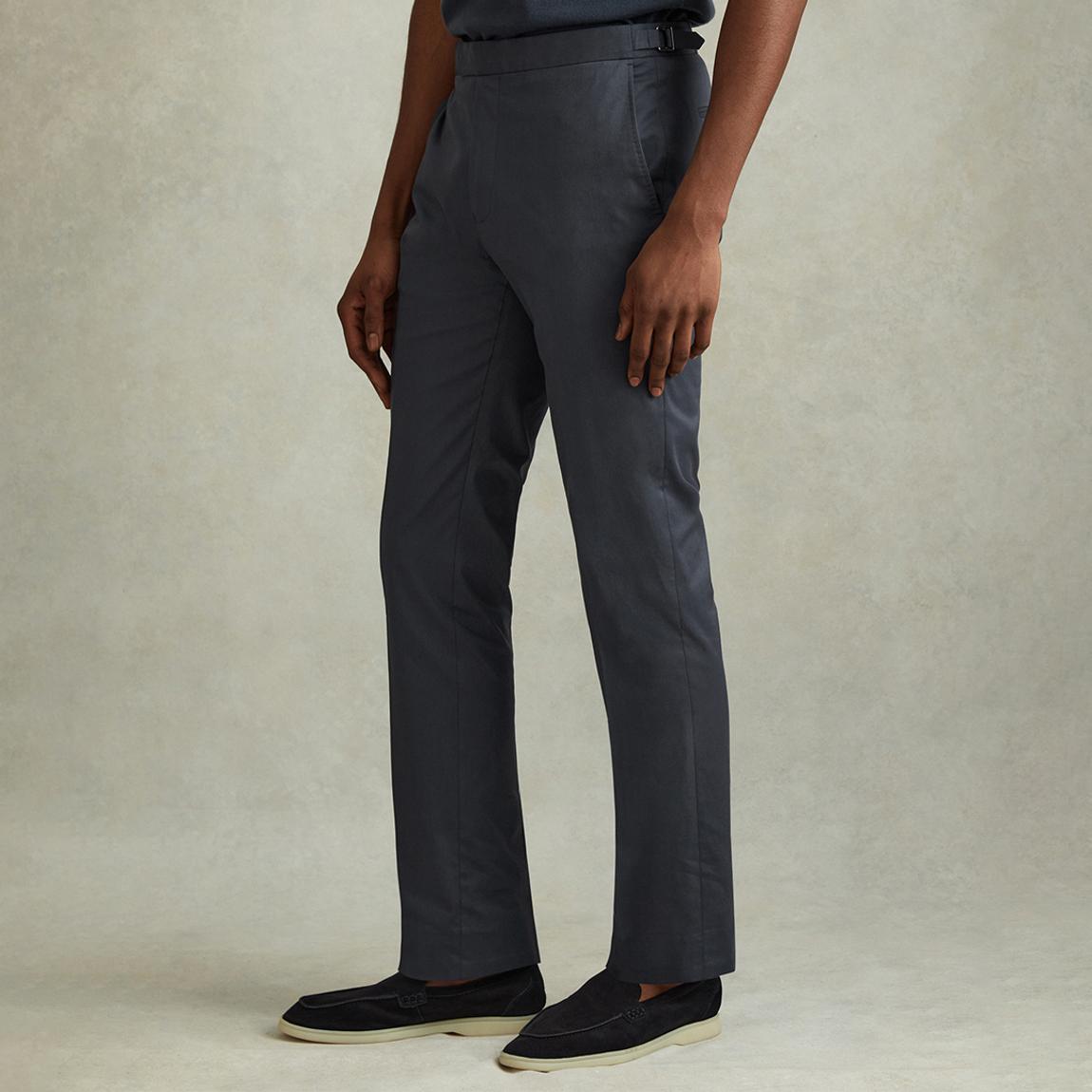 Navy Crawford Cotton Blend Trousers main product photo