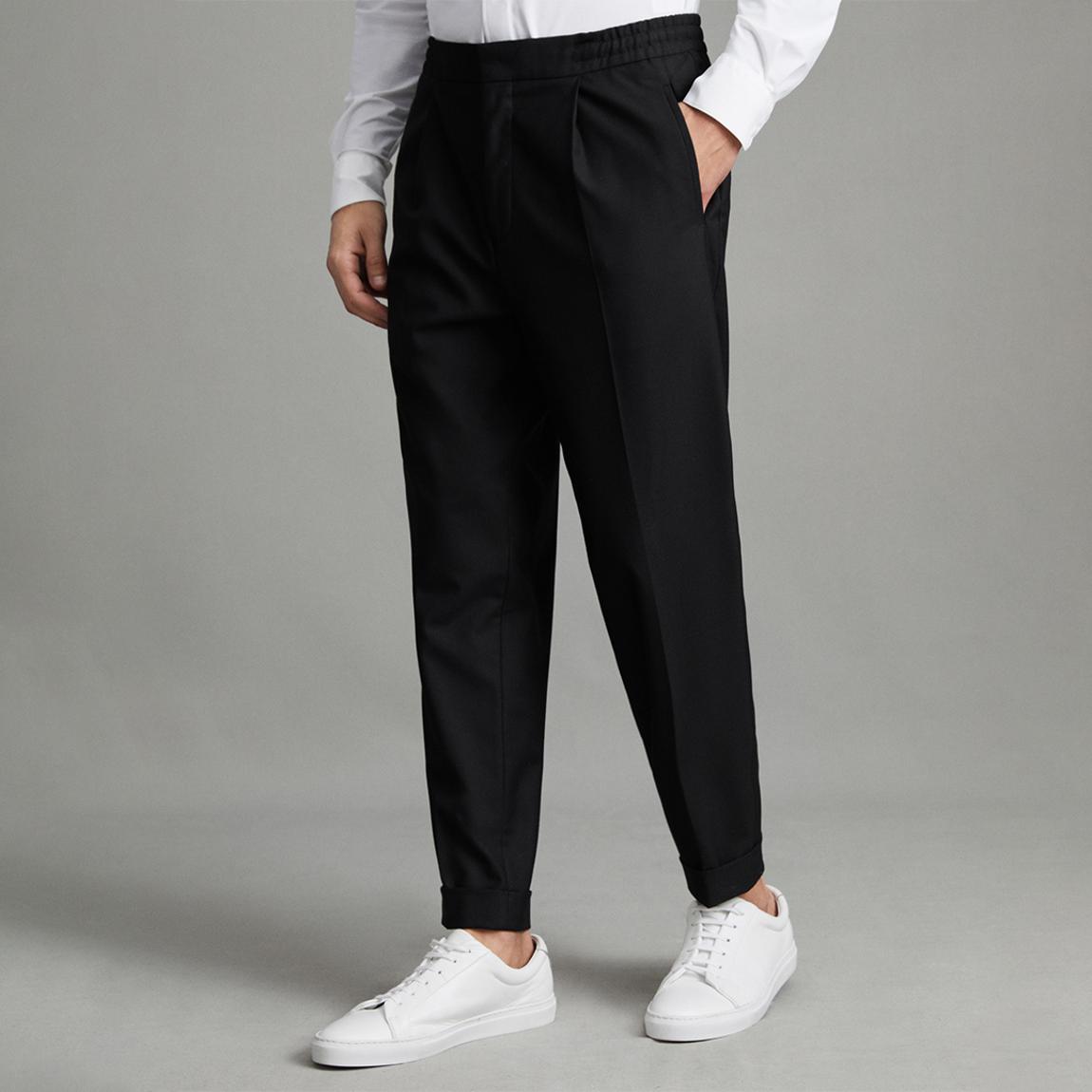 Black Brighton Pleated Relaxed Trousers main product photo