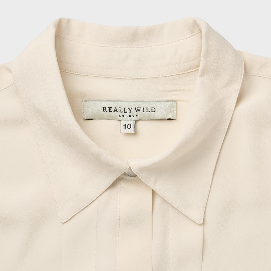 Cream Pintuck Placket Silk Blend Blouse main product photo