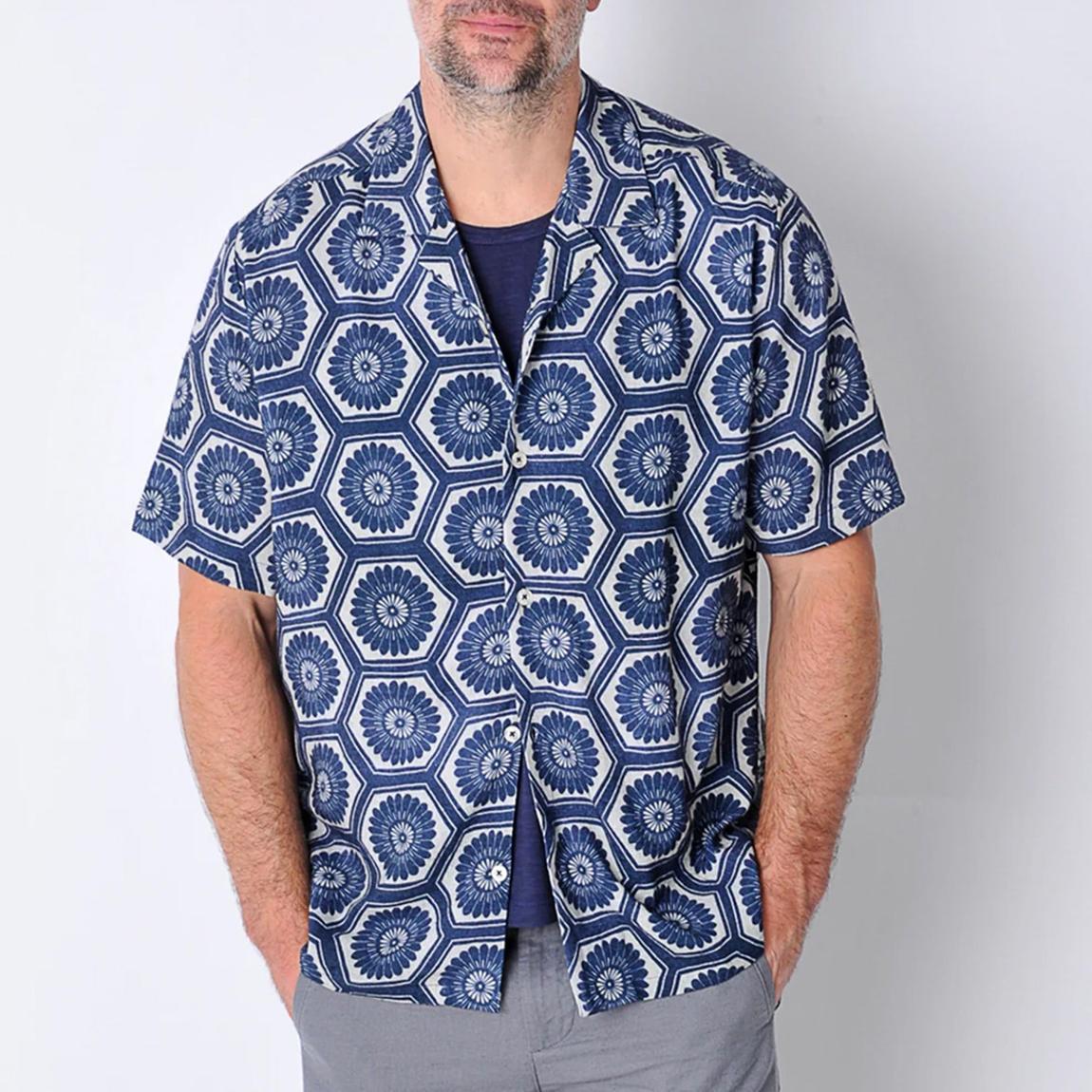 Navy Porthowan Geo Print Shirt main product photo