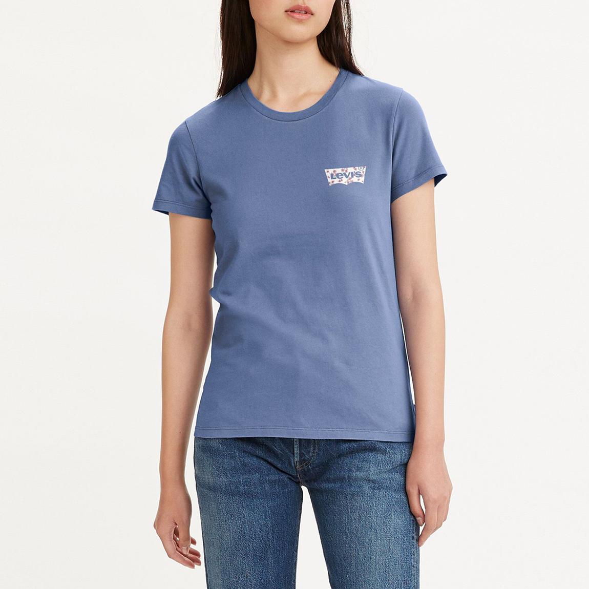 Blue Esther Floral Coastal Cotton T-Shirt main product photo
